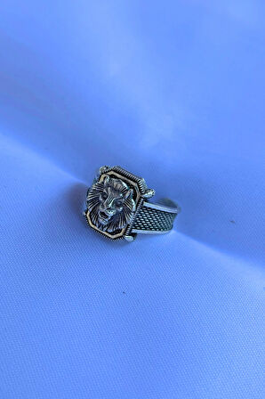 Aslan Figürlü Özel Tasarım Maskülen Ayarlanabilir Erkek Yüzük