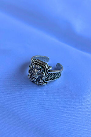 Aslan Figürlü Özel Tasarım Maskülen Ayarlanabilir Erkek Yüzük