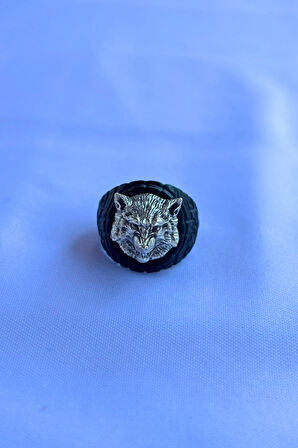 Kurt Figürlü Özel Tasarım Maskülen Ayarlanabilir Erkek Yüzük