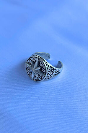 Pusula Figürlü Özel Tasarım Maskülen Ayarlanabilir Erkek Yüzük