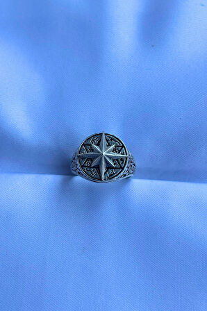 Pusula Figürlü Özel Tasarım Maskülen Ayarlanabilir Erkek Yüzük