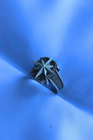 Pusula Figürlü Özel Tasarım Maskülen Ayarlanabilir Erkek Yüzük