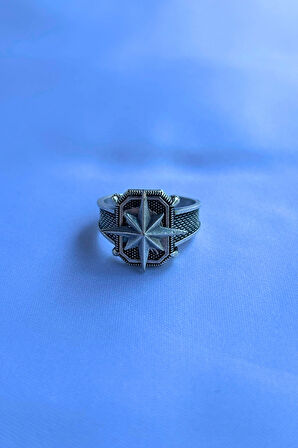 Pusula Figürlü Özel Tasarım Maskülen Ayarlanabilir Erkek Yüzük