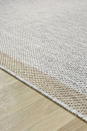 1017 Gri Sisal Halı Bej Bordürlü Özel Ölçü Dokuma Hasır Halı Kaymaz Taban