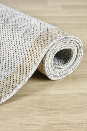 1017 Gri Sisal Halı Bej Bordürlü Özel Ölçü Dokuma Hasır Halı Kaymaz Taban