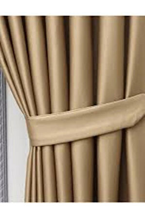 Bej Işık Geçirmez Termal Kornişli Blackout Karartma Saten Perde