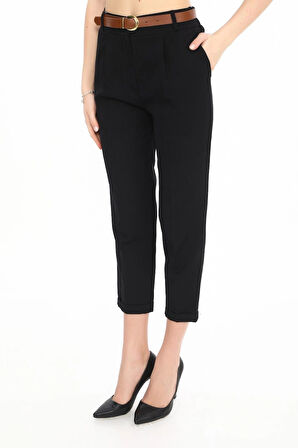 Belizzia BEL LASTİKLİ KEMERLİ DUBLE PAÇA KADIN PANTOLON 