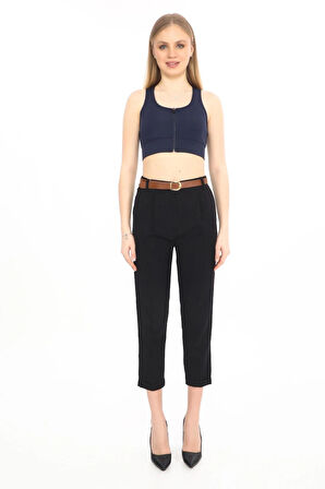 Belizzia BEL LASTİKLİ KEMERLİ DUBLE PAÇA KADIN PANTOLON 