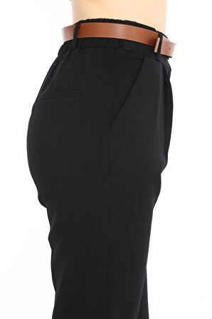 Belizzia BEL LASTİKLİ KEMERLİ DUBLE PAÇA KADIN PANTOLON 