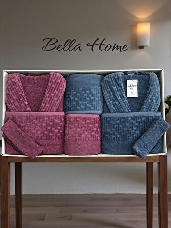 Bella Home 8 Parça Su Yolu Aile Bornoz Seti