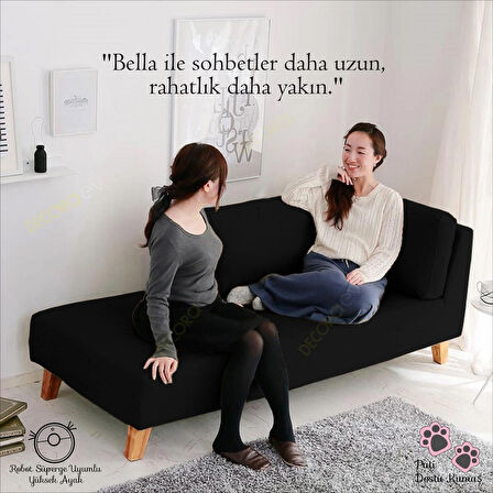 Bella Siyah Rahat Dinlenme Koltuğu Josefin Koltuk Psikolog Koltuğu Pati Dostu Kumaş Puf Koltuk Kanepe Sağ Köşe