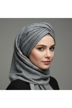 Aqua Kare Desenli Şal