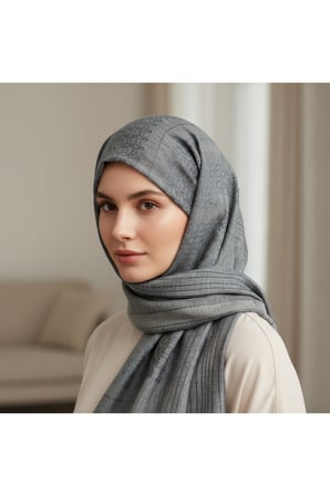 Aqua Kare Desenli Şal