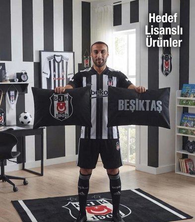 Taç Lisanslı Beşiktaş-Taraftar Yastık Kılıfı 50x70 cm (Tekli)