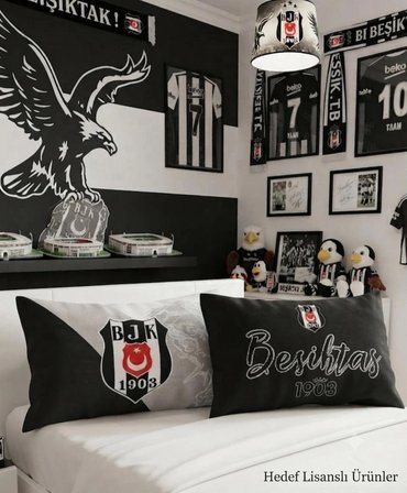 Taç Lisanslı Beşiktaş Taraftar Yastık Kılıfı 50x70 cm (Tekli)