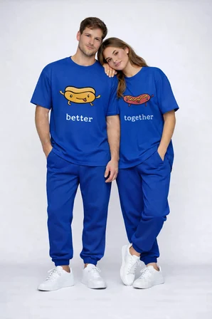 Better Together Baskılı Sevgili Kombini Çift Tişört Oversize Unisex Çift Kombin