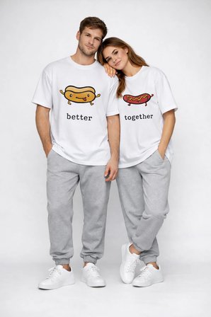 Better Together Baskılı Sevgili Kombini Çift Tişört Oversize Unisex Çift Kombin