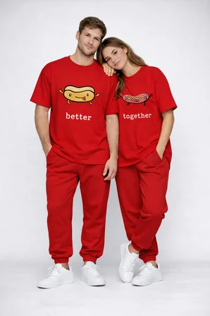 Better Together Baskılı Sevgili Kombini Çift Tişört Oversize Unisex Çift Kombin