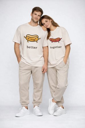 Better Together Baskılı Sevgili Kombini Çift Tişört Oversize Unisex Çift Kombin