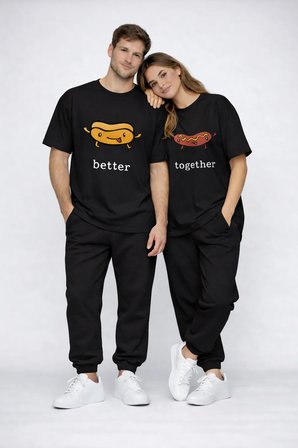 Better Together Baskılı Sevgili Kombini Çift Tişört Oversize Unisex Çift Kombin