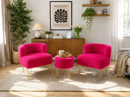 ÇAY SETİ İKİLİ KOLTUK BERJER VE PUF (SALON, BALKON, OFİS, BAHÇE)