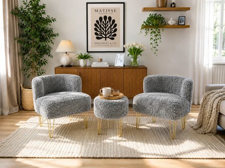 ÇAY SETİ İKİLİ KOLTUK BERJER VE PUF (SALON, BALKON, OFİS, BAHÇE)