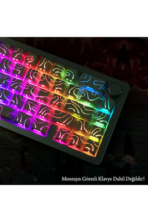 Contourline Keycaps 130 Adet Klavye Tuşu Tam Set Çatlak Işıklı Tuş Takımı