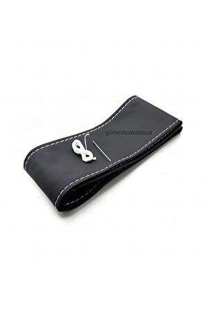 Renault Clio Uyumlu Direksiyon Kılıfı Dikmeli Beyaz Ipli 38×10.5cm