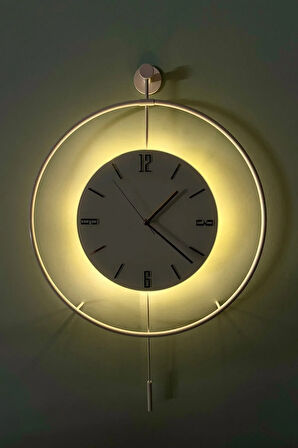 Büyük Boy (50X75CM) - Beyaz Timelles -(PİLLİ LED SİSTEMİ)- Metal Mobilya Duvar Saati