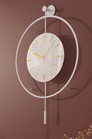 Büyük Boy (50X75CM) - Beyaz Timelles -(PİLLİ LED SİSTEMİ)- Metal Mobilya Duvar Saati