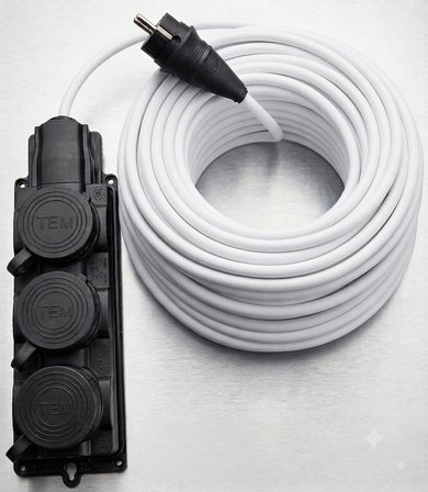  15 METRE 3'lü Grup Priz%100 Bakır Kablo 3x2.5mm IP44 Sertifikalı Isıtıcı, Şantiye, Ağır Akıma Uygun