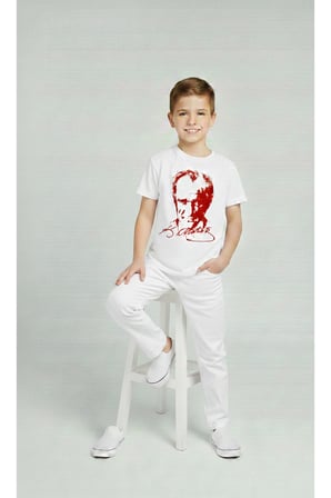 Erkek Çocuk ATATÜRK Baskılı T-Shirt Ve Beyaz Keten Pantolon Takım 23Nisan Ve özel Günler