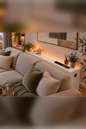1. Sınıf Beyaz MDF AuraTech LED’li Koltuk Arkası Dresuar Prizli Şarjlı Raf Konsol 150x80x12
