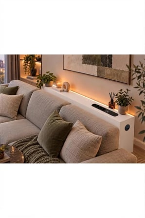 1. Sınıf Beyaz MDF AuraTech LED’li Koltuk Arkası Dresuar Prizli Şarjlı Raf Konsol 180x80x12