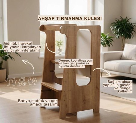 ÇALIŞMA MASASI OLABİLEN MONTESSORI TIRMANMA KULESİ