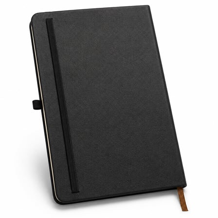 Sert Kapaklı Not Defteri 20x13 cm  Çizgili Defter Lastikli Kalem Tutuculu