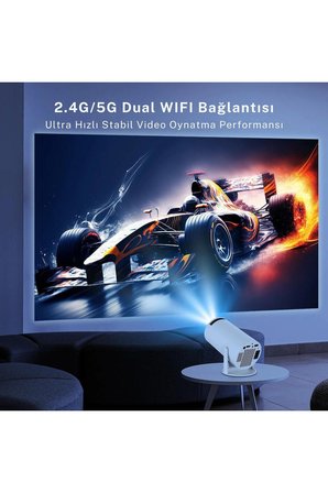 HY300 Mini Projeksiyon 4K Destekli - Android WiFi Bluetooth