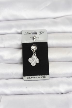 316L Cerrahi Çelik Sallantılı Yonca Model Göbek Piercing