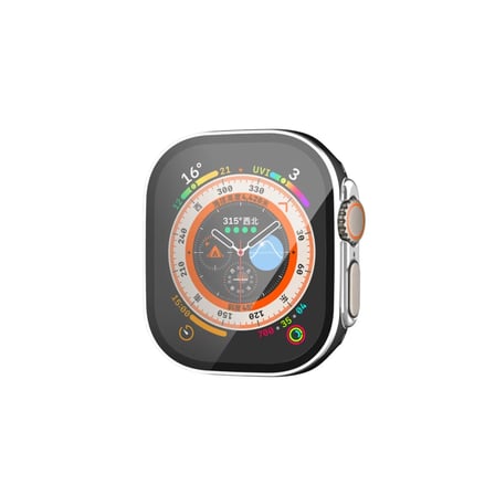 Watch Ultra 49mm Legend Camlı Kasa Ekran Koruyucu - Siyah-Gümüş