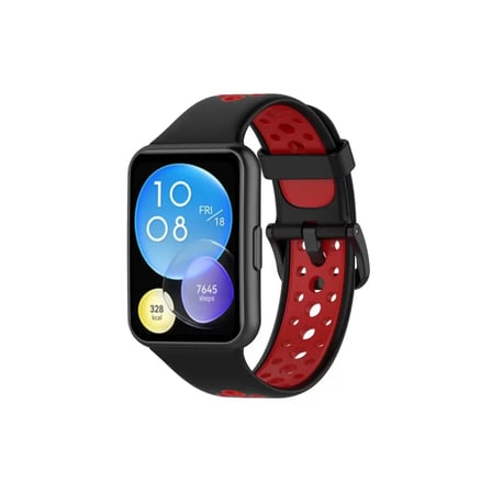 Watch Fit 2 Spor Delikli Kordon - Siyah-Kırmızı