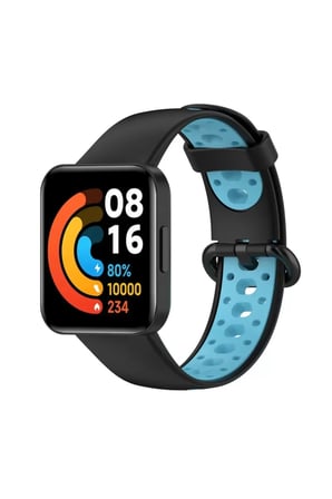 Watch 2 Spor Delikli Kordon - Siyah-Mavi