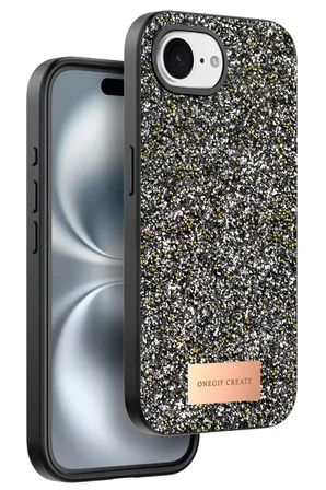 iPhone 16E Bright Simli Kapak - Gümüş