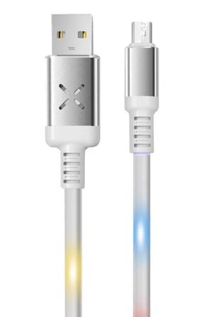 DC09 Ses Duyarlı Işıklı Micro USB Kablo 1M 2A - Beyaz