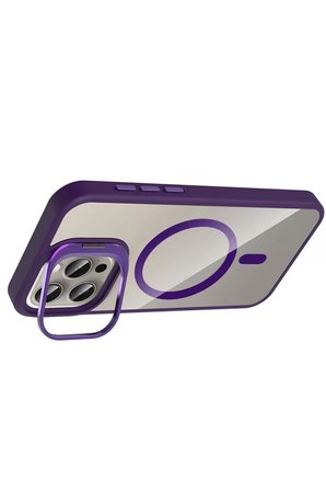 iPhone 15 Pro Max Remim Lensli Magsafe Standlı Kapak - Derin Mor