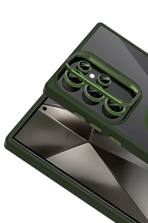 Galaxy S24 Ultra Remim Lensli Magsafe Standlı Kapak - Koyu Yeşil