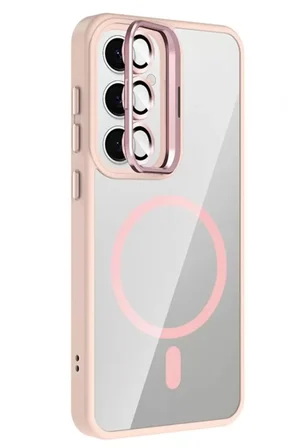 Galaxy S24 FE Remim Lensli Magsafe Standlı Kapak - Pembe