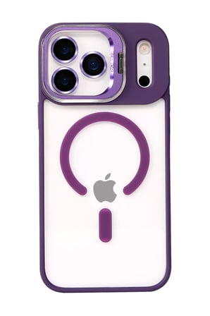 iPhone 17 Pro Remim Lensli Magsafe Standlı Kapak - Derin Mor