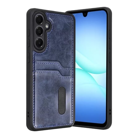 Galaxy A37 5G Sara Kartvizitli Deri Kılıf - Lacivert