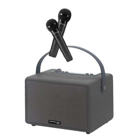 F32 2x50W Sürücülü 2 Adet Mikrofonlu BT 5.2 Kablosuz Hoparlör - Siyah