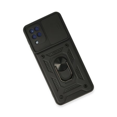 Galaxy A22 Kılıf Pars Lens Yüzüklü Silikon - Siyah